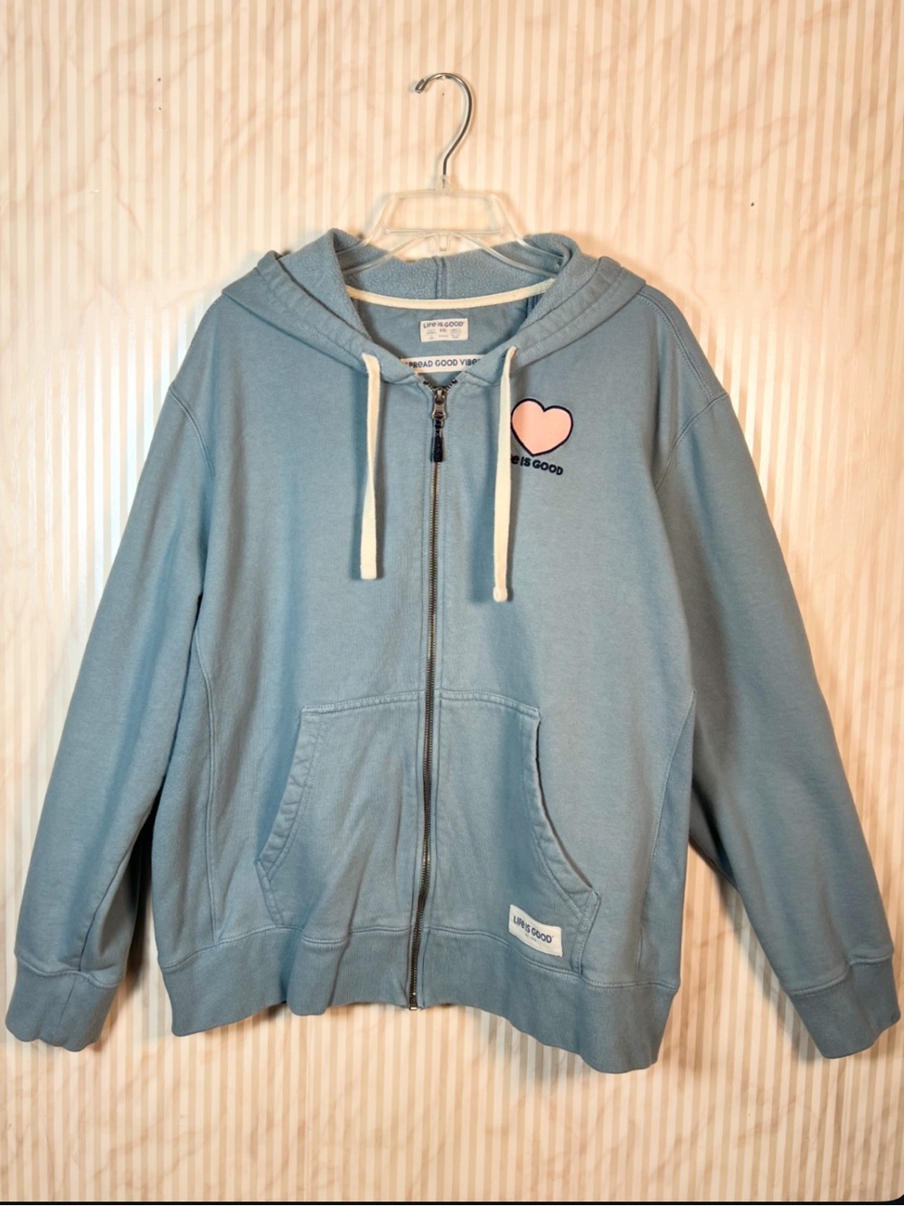 Life is Good French Terry Blue Hoodie - Picture 2 of 10